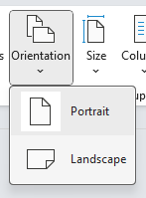 Page orientation options in Word